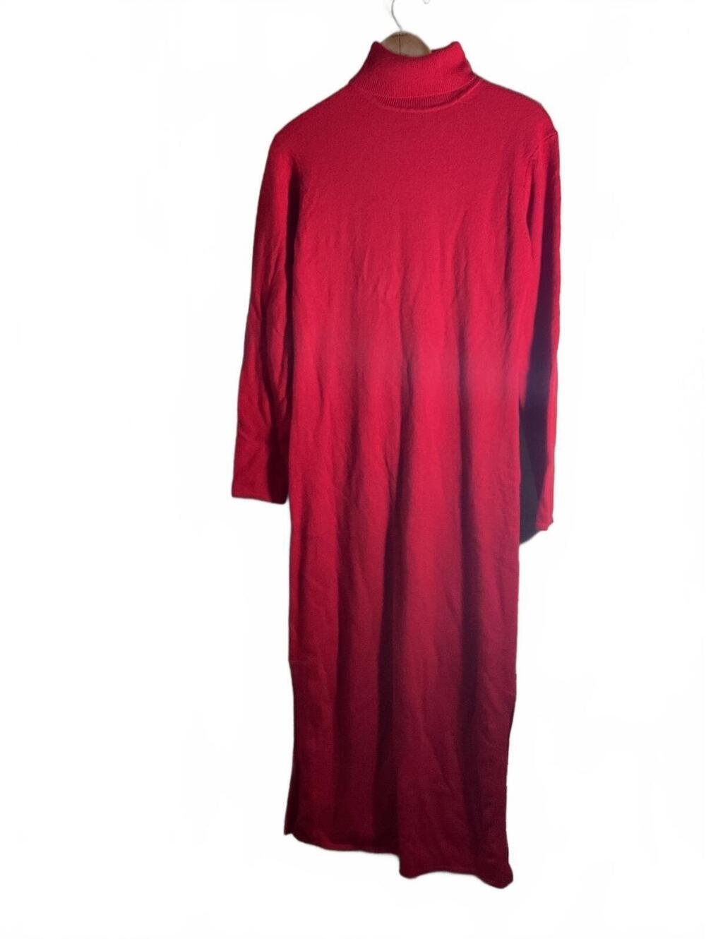 Boston Proper Cashmere Red Long Sleeve Turtleneck Knit Maxi Dress Medium65